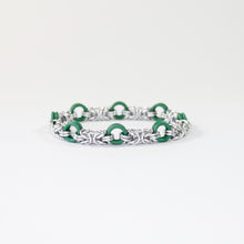 Load image into Gallery viewer, The Byz Stretch Bracelet in Forest Green + Silver