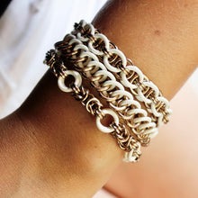 Load image into Gallery viewer, The Byz Stretch Bracelet in White + Champagne