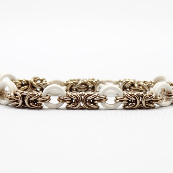 The Byz Stretch Bracelet in White + Champagne