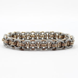 The Helm Stretch Bracelet in Grey + Champagne