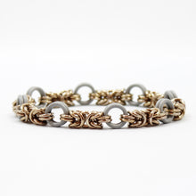 Load image into Gallery viewer, The Byz Stretch Bracelet in Grey + Champagne