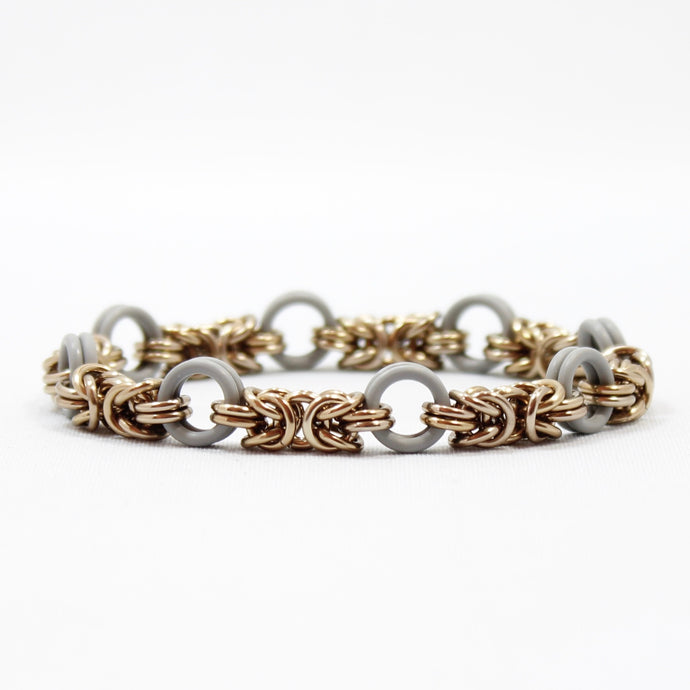The Byz Stretch Bracelet in Grey + Champagne