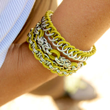 Load image into Gallery viewer, The Helm Stretch Bracelet in Green + Silver