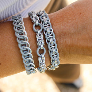 The Persian Stretch Bracelet in Grey + Silver