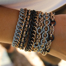 Load image into Gallery viewer, The Byz Stretch Bracelet in Black + Champagne