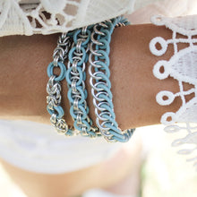 Load image into Gallery viewer, The Byz Stretch Bracelet in Tiffany Blue + Silver