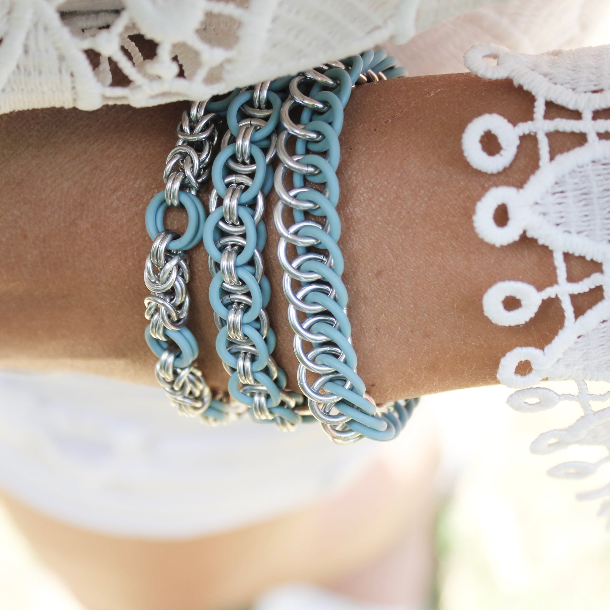 The Persian Stretch Bracelet in Tiffany Blue Silver