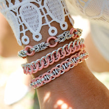 Load image into Gallery viewer, The Byz Stretch Bracelet in Pink + Silver