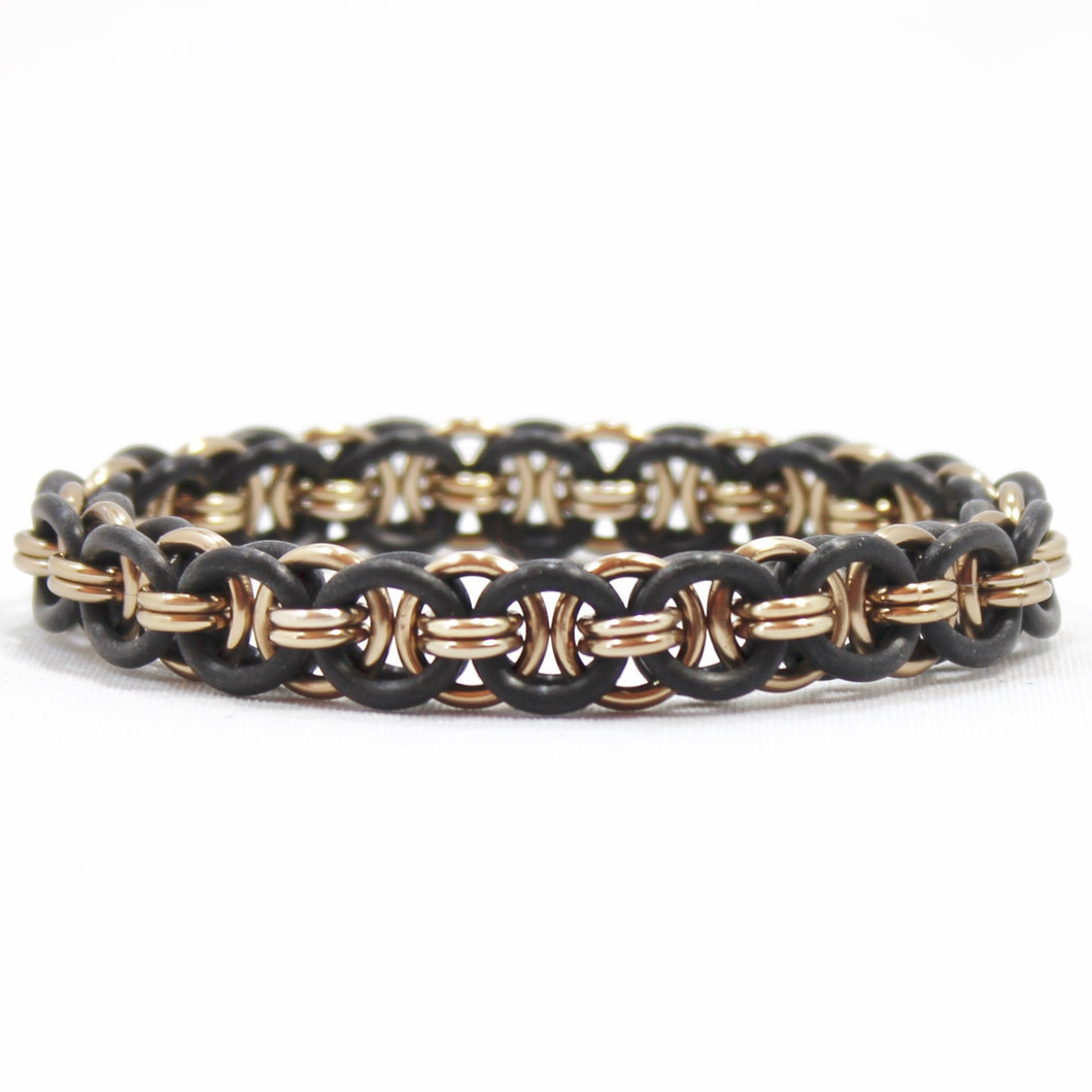 The Helm Stretch Bracelet in Black + Champagne