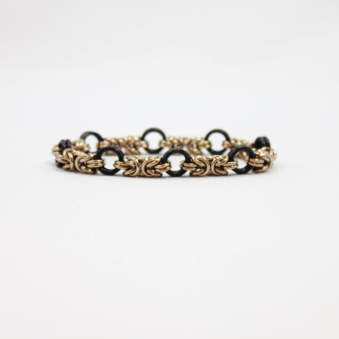The Byz Stretch Bracelet in Black + Champagne