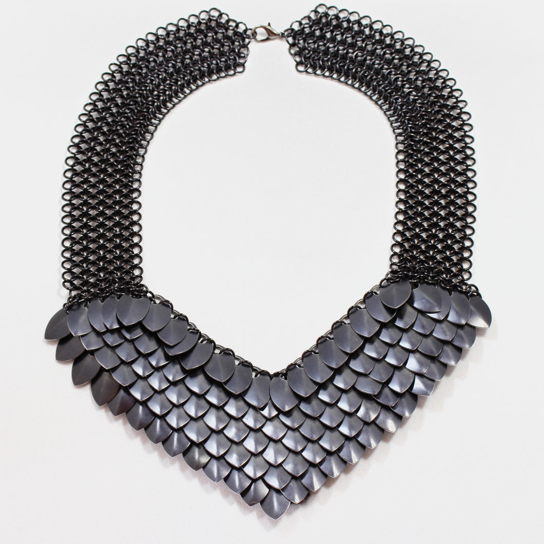 Metal Petal Necklace in Black
