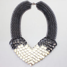 Load image into Gallery viewer, Metal Petal Necklace in Black + Gold