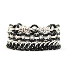 Load image into Gallery viewer, The Helm Stretch Bracelet in Black + Silver