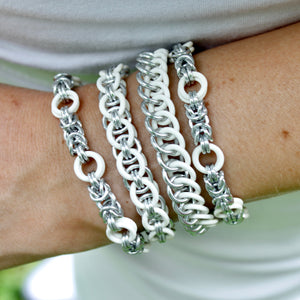 The Byz Stretch Bracelet in White + Silver