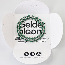 Load image into Gallery viewer, The Helm Stretch Bracelet in Forest Green + Silver