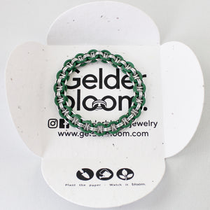 The Helm Stretch Bracelet in Forest Green + Silver
