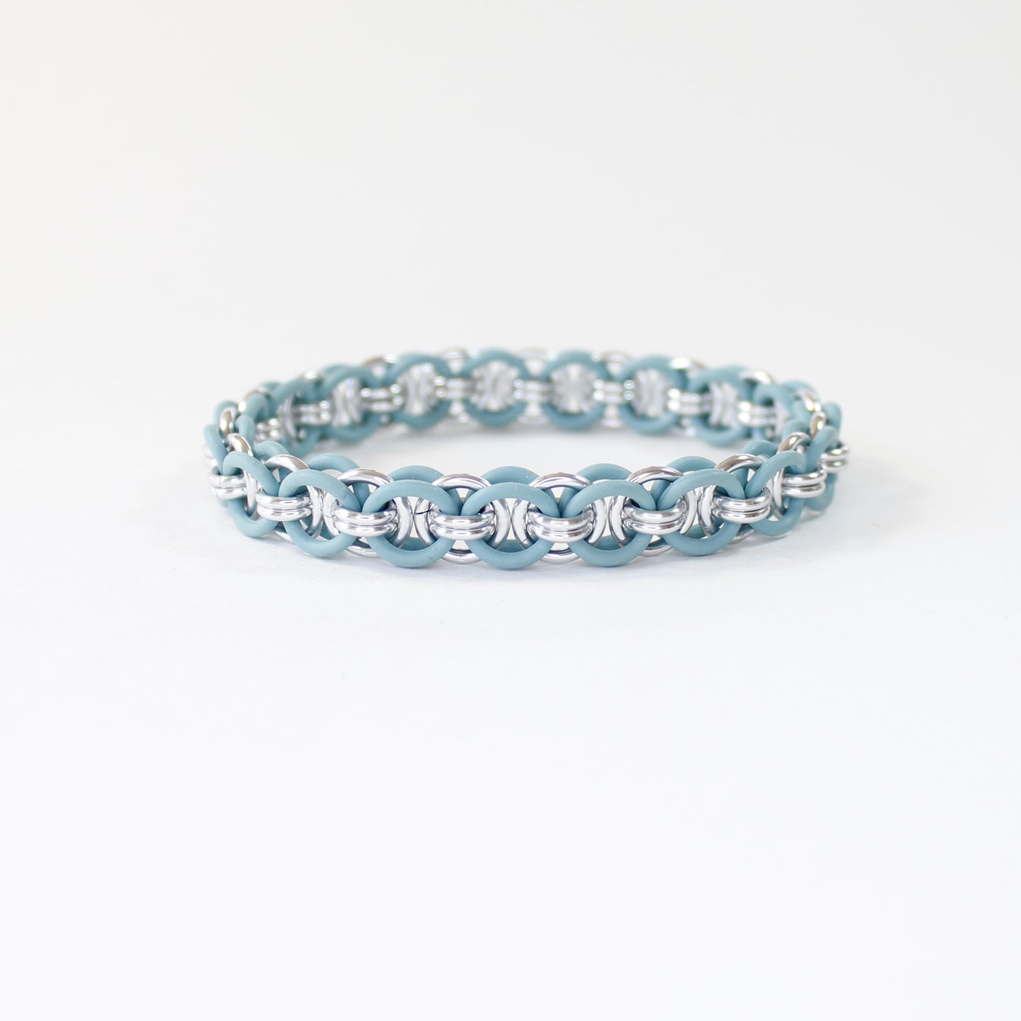 The Helm Stretch Bracelet in Tiffany Blue + Silver