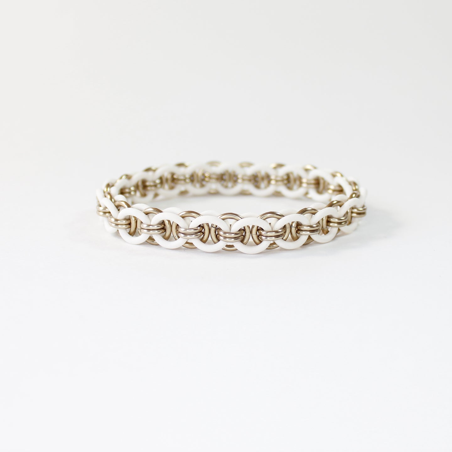 The Helm Stretch Bracelet in White + Champagne