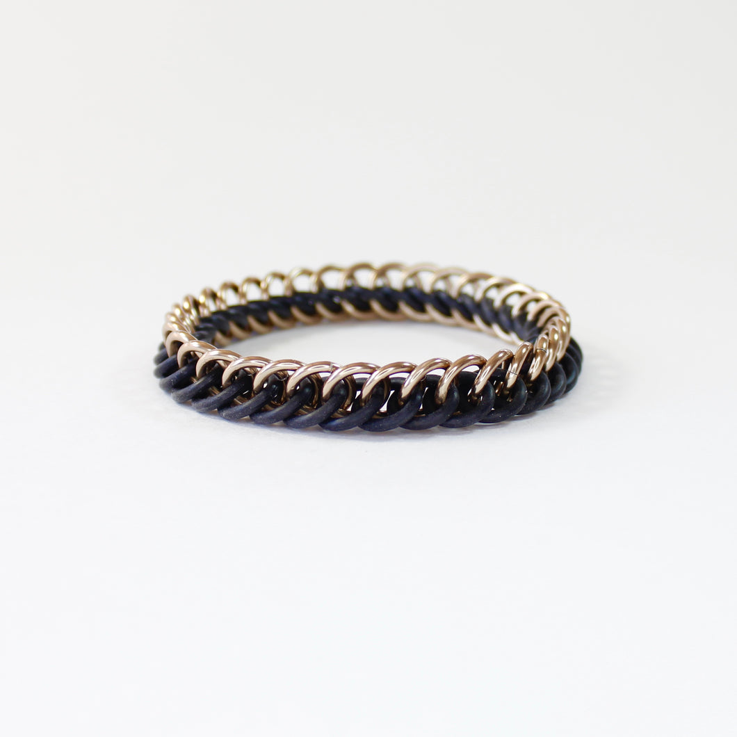 The Persian Stretch Bracelet in Black + Champagne