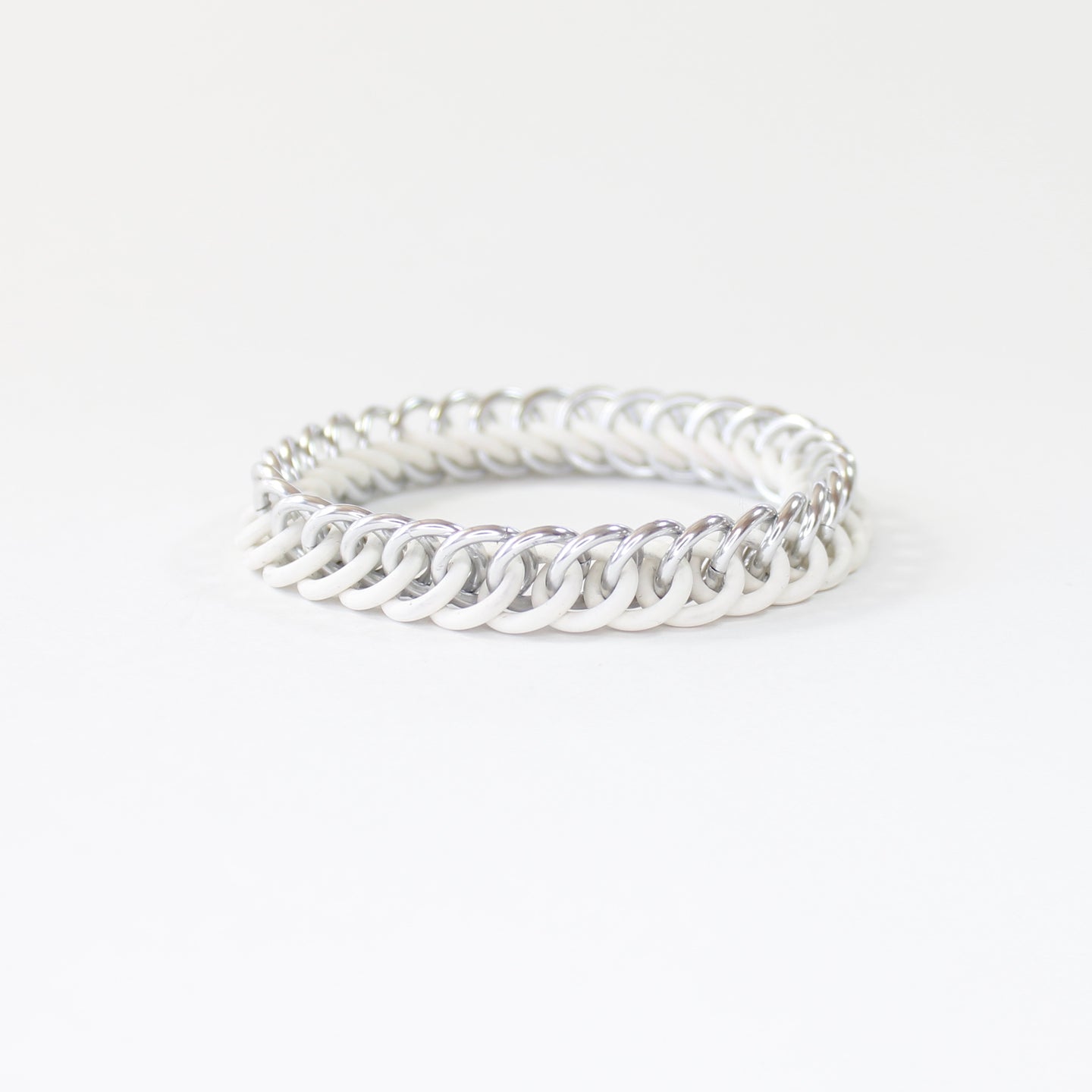 The Persian Stretch Bracelet in White + Silver