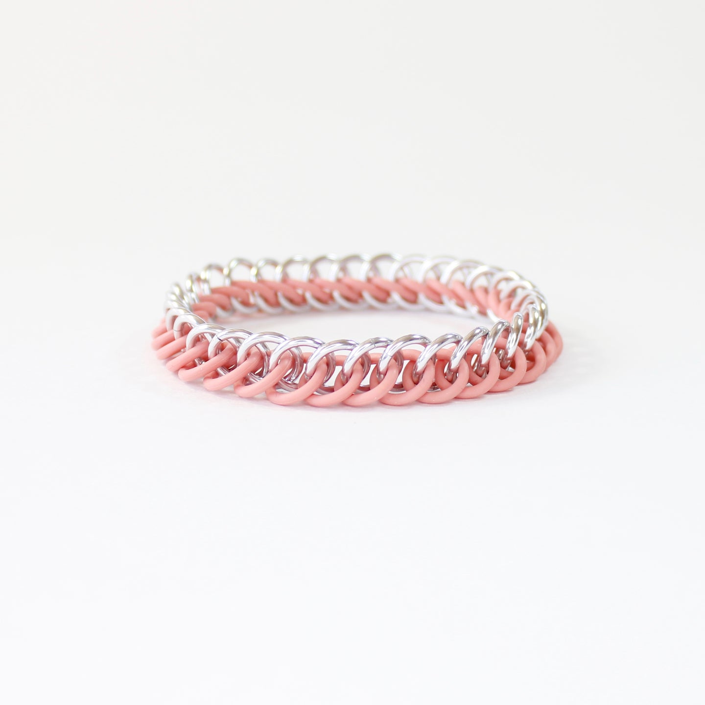 The Persian Stretch Bracelet in Pink + Silver