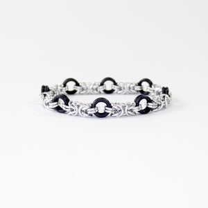 The Byz Stretch Bracelet in Black + Silver