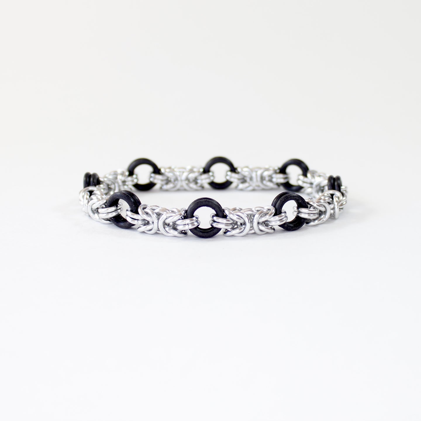 The Byz Stretch Bracelet in Black + Silver