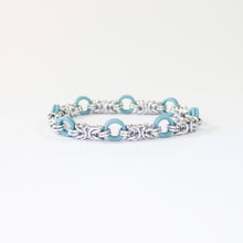 Load image into Gallery viewer, The Byz Stretch Bracelet in Tiffany Blue + Silver