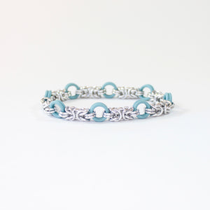 The Byz Stretch Bracelet in Tiffany Blue + Silver
