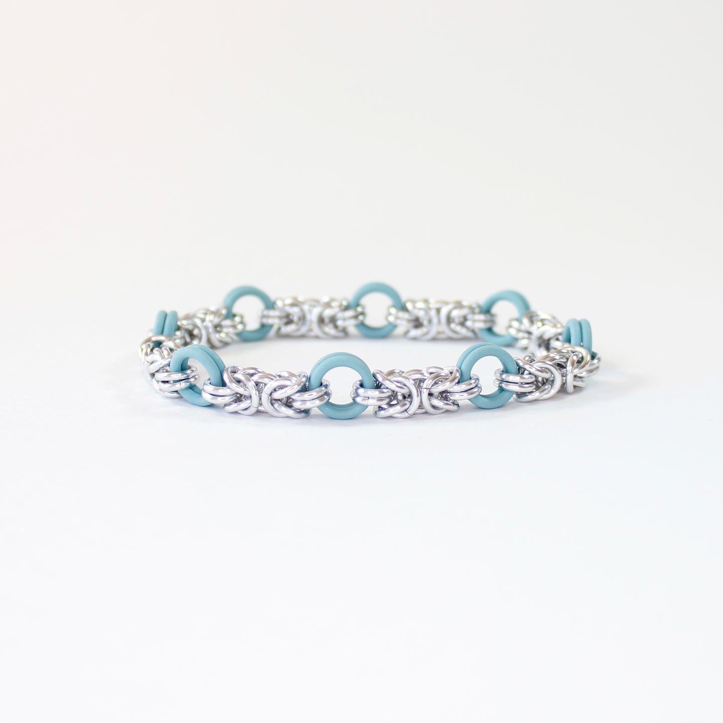 The Byz Stretch Bracelet in Tiffany Blue + Silver
