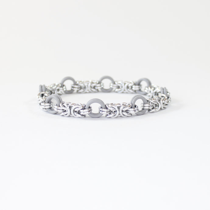The Byz Stretch Bracelet in Grey + Silver