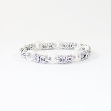 Load image into Gallery viewer, The Byz Stretch Bracelet in White + Silver
