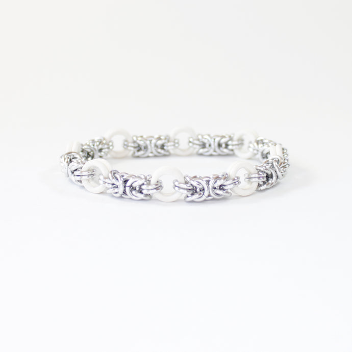The Byz Stretch Bracelet in White + Silver
