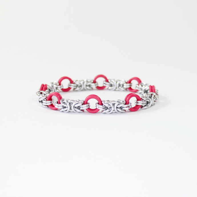 The Byz Stretch Bracelet in Hot Pink + Silver
