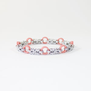 The Byz Stretch Bracelet in Pink + Silver
