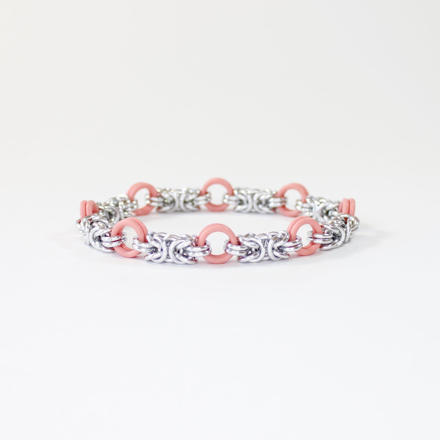 The Byz Stretch Bracelet in Pink + Silver