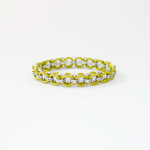 The Helm Stretch Bracelet in Green + Silver