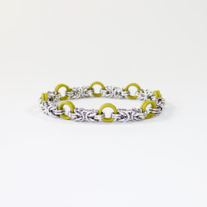 The Byz Stretch Bracelet in Green + Silver