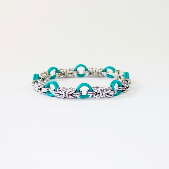 The Byz Stretch Bracelet in Sea Foam + Silver