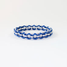 Load image into Gallery viewer, The Helm Stretch Bracelet in Blue + Silver