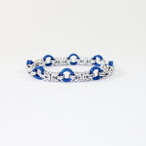 The Byz Stretch Bracelet in Blue + Silver