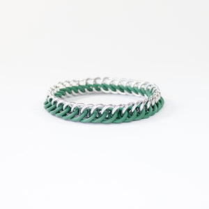 The Persian Stretch Bracelet in Forest Green + Silver