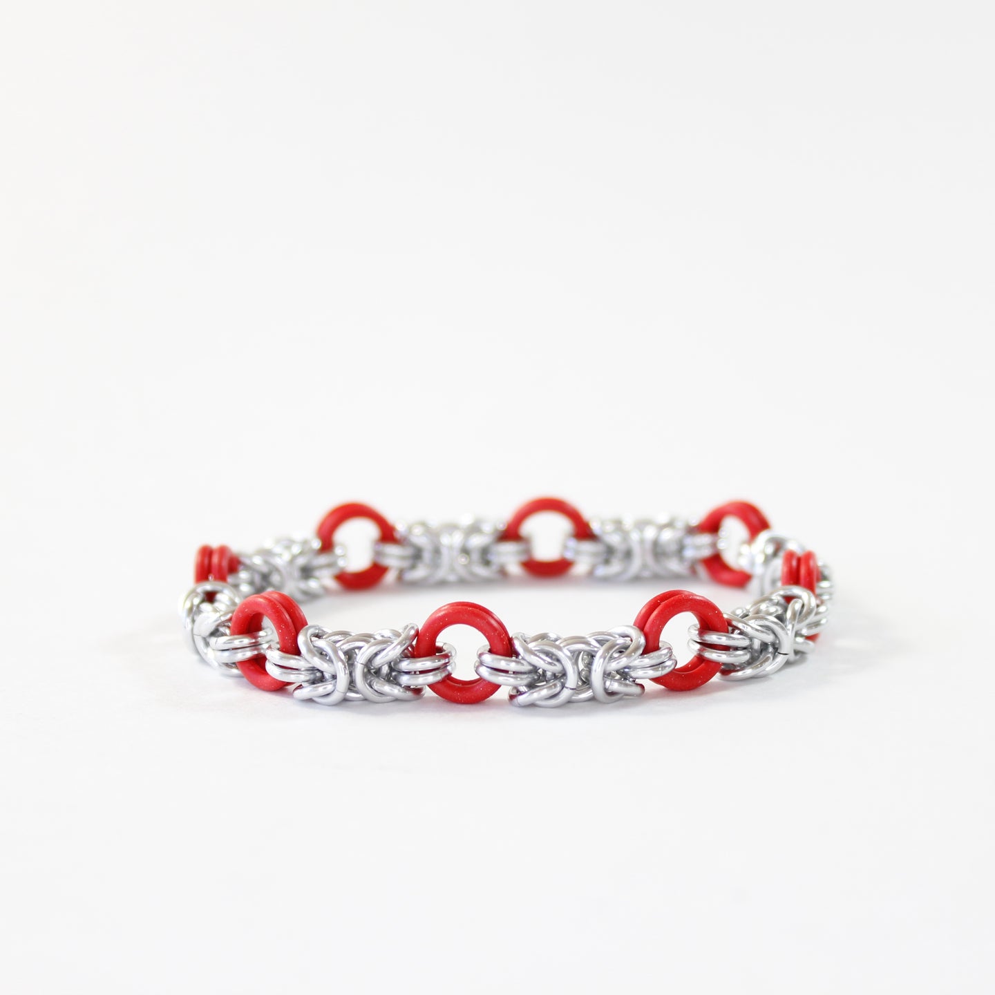 The Byz Stretch Bracelet in Red + Silver