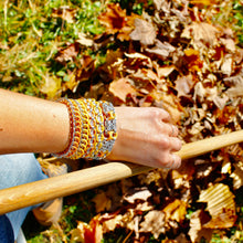 Load image into Gallery viewer, The Helm Stretch Bracelet in Orange + Silver