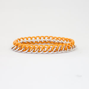 The Persian Stretch Bracelet in Orange + Silver